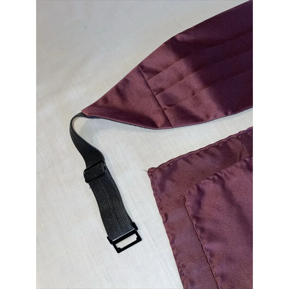 Brand Q Cummerbund Tie Handkerchief Men’s Model CB10-TT Raspberry For Tuxedo